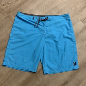 Hurley Surf Board Shorts Men's Size 40 Light Blue / Black Swim Trunks Bathing Su